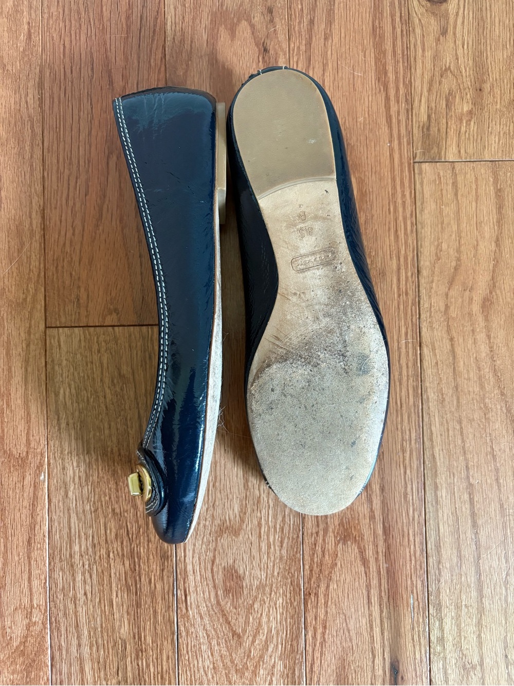 COACH Women's Navy Patent Leather Turnlock Ballet Flat - Picture 5 of 8